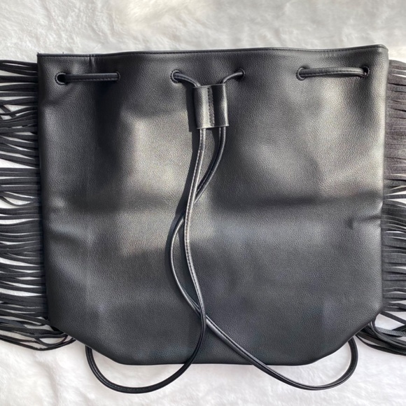 NWT Black Victoria Secret Backpack with Fringe main image 14